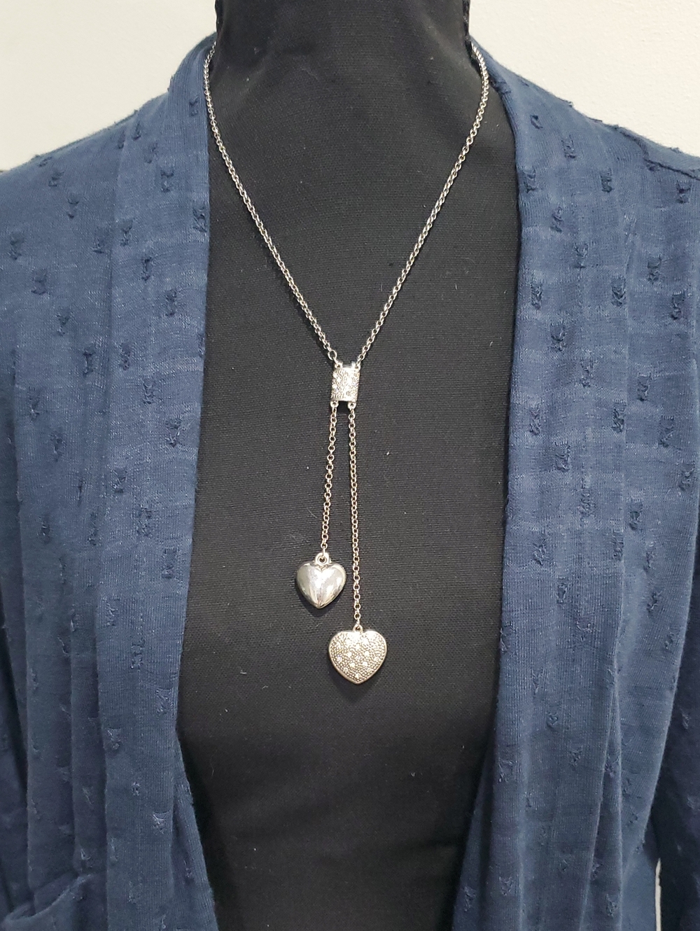 Bijoux Terner Silver Double Heart Lariat Necklace
